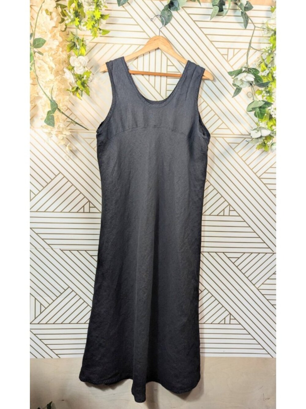 Cynthia Ashby Women's Dress Linen Maxi Sleeveless Lagenlook Boho Hippie LRG